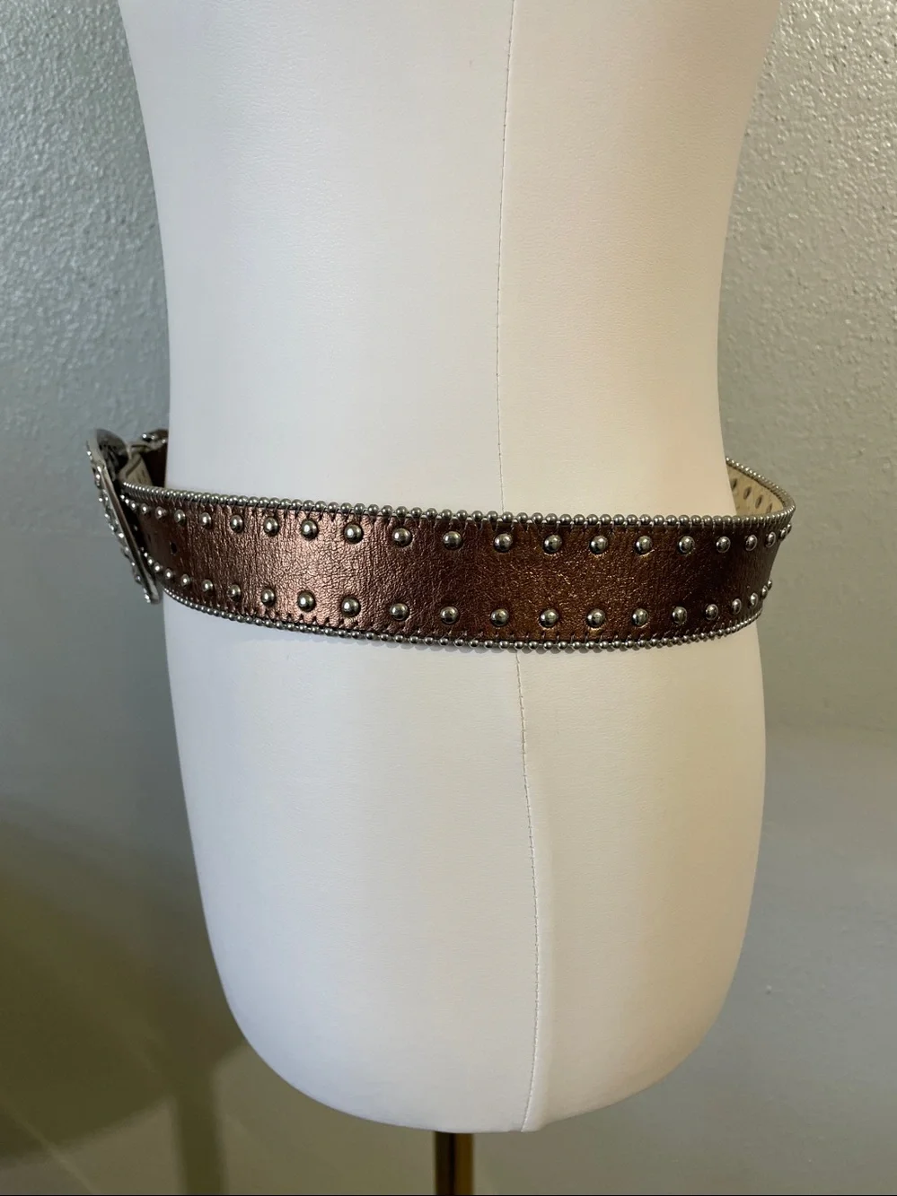 Western Boho Vintage Brown Studded Leather Small Belt Ornate Buckle FoxyGoods